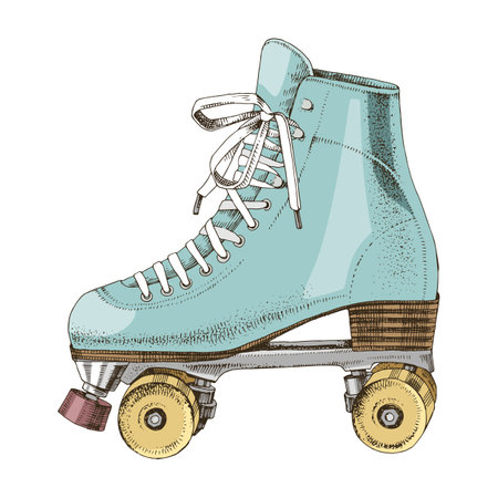 Vintage, retro quad roller skate.のイラスト素材