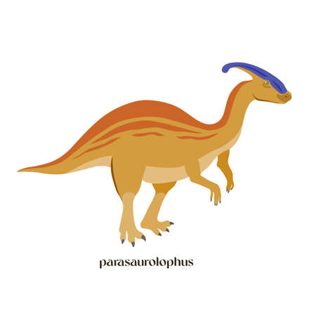 Hand drawn cartoon dinosaur Parasaurolofのイラスト素材