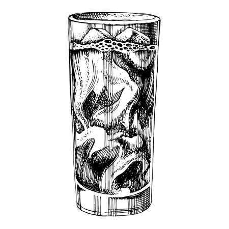 Cold coffee with cream and ice cubesのイラスト素材