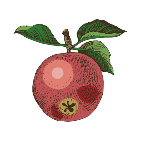 Apple tree branch hand drawn vectorのイラスト素材