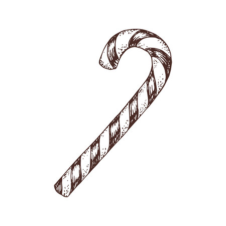 Monochrome Christmas candy cane vectorのイラスト素材