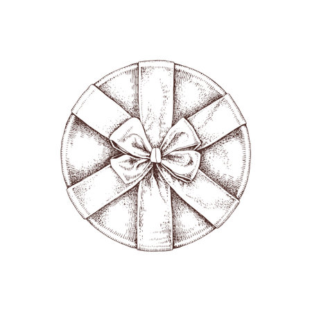 Present box top view hand drawn illustrationのイラスト素材
