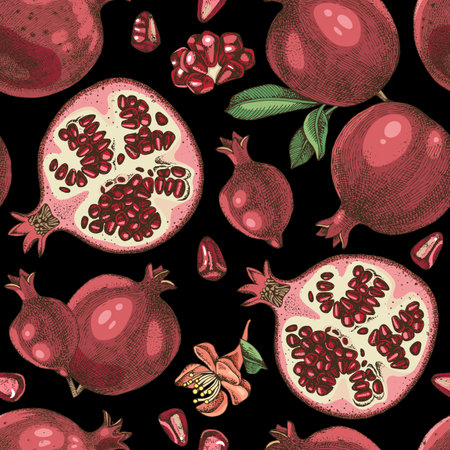 Pomegranates seamless pattern vector illustrationのイラスト素材