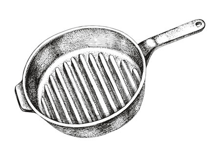 Grill pan with handle vectorのイラスト素材