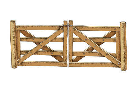 Hand drawn illustration of farm gateのイラスト素材