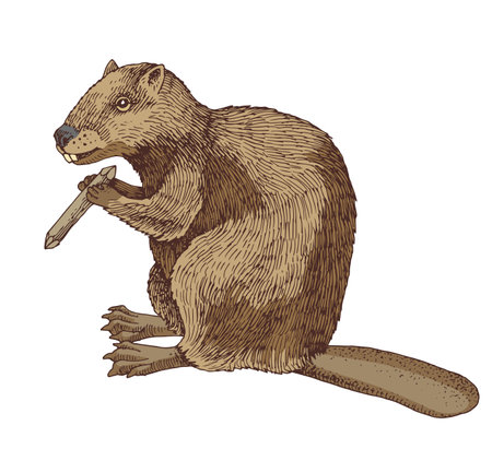 Beaver hand drawn vector illustrationのイラスト素材