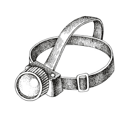 Head flashlight hand drawn vector illustrationのイラスト素材
