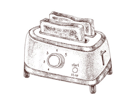 Toaster hand drawn vector illustrationのイラスト素材