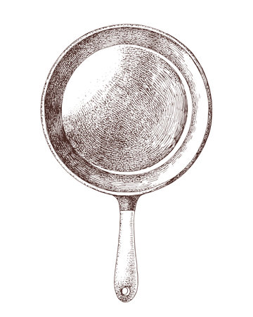 Hand drawn frying pan vector illustrationのイラスト素材