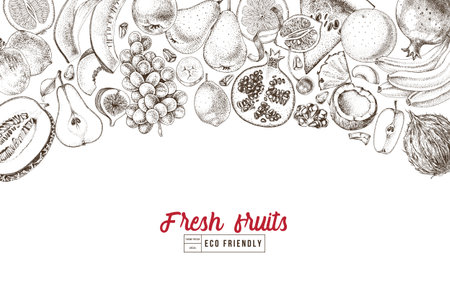 Background with different fruits vectorのイラスト素材
