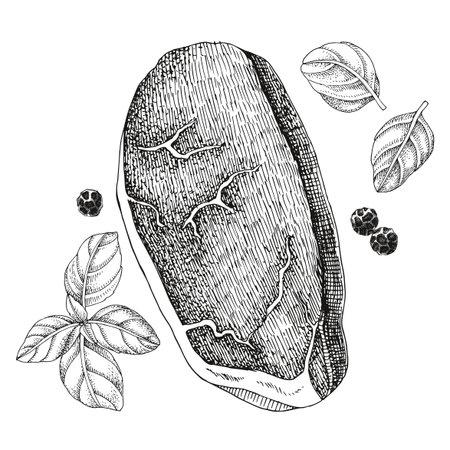 New York chop raw pork vectorのイラスト素材