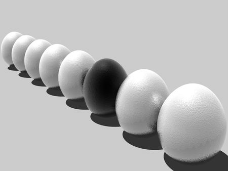 Something strange with one of the eggの写真素材