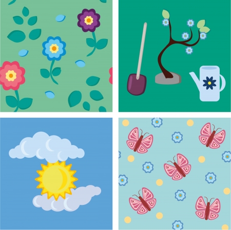 Background with stylized flowers and leavesの写真素材