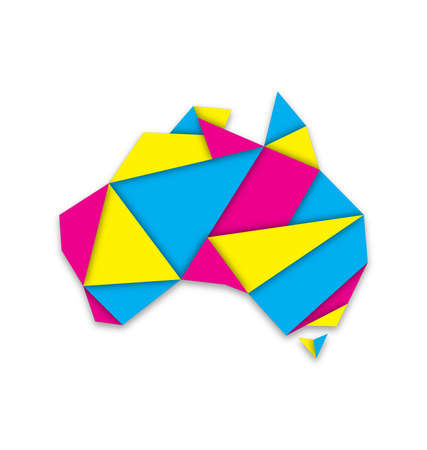 Simplified Australia map folded paper origami vector CMYK vectorのイラスト素材
