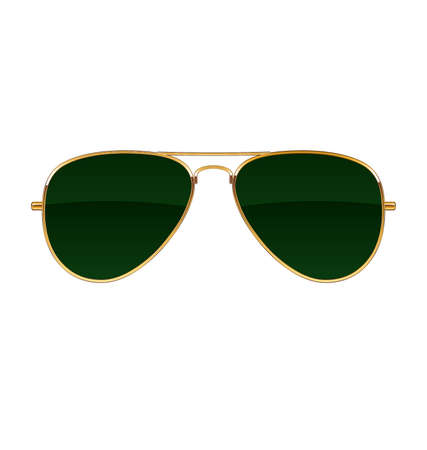 Cool simple Aviator Sunglasses with green lenses and gold frames vectorのイラスト素材