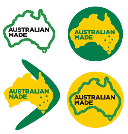 Various Australian Made logos Made in Australia set vectorのイラスト素材