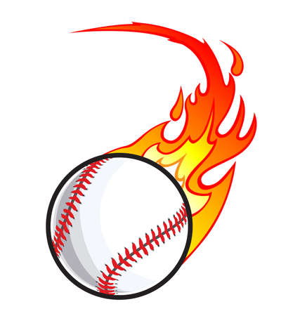 Flaming baseball cartoon shaded base ball vectorのイラスト素材