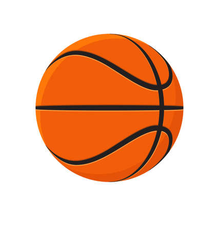 cartoon stylized orange basketball with black stripes simple illustration vectorのイラスト素材
