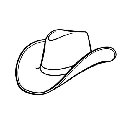 cartoon Cowboy hat black line drawing linework vectorのイラスト素材