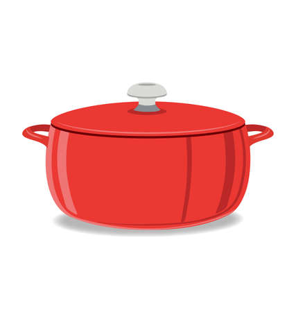 red crock pot roast cooker with lid vectorのイラスト素材