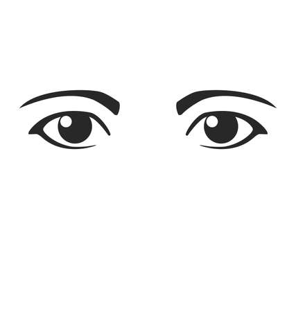 simple human eyes vector illustration black and white iconのイラスト素材