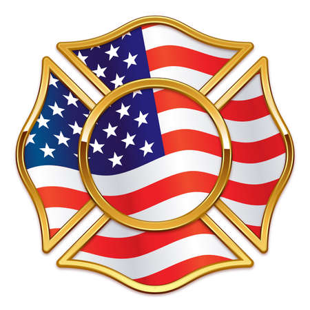Blank Fire Department base gold chrome trim with USA united states of america american flag vectorのイラスト素材