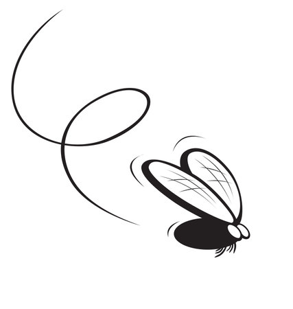 simple cartoon fly flying buzzing through the air vectorのイラスト素材