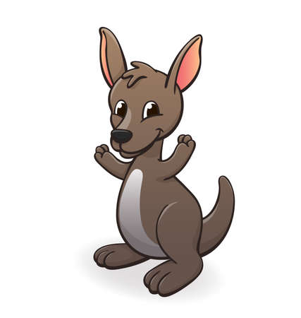 Cute happy wallaby Joey Cartoon Character Vector Illustrationのイラスト素材
