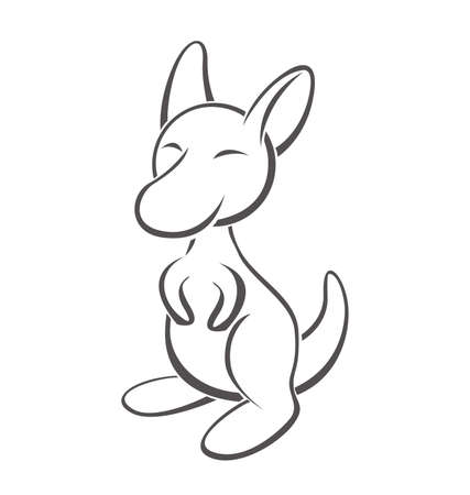 kangaroo joey stylized stylised line drawing vectorのイラスト素材