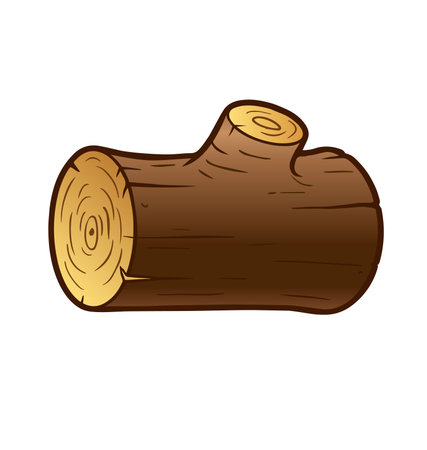 simple cartoon log wood stump vectorのイラスト素材