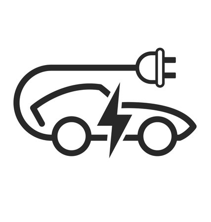simple Electric car charge point symbol sign icon station with power plug and lightning bolt sports vectorのイラスト素材