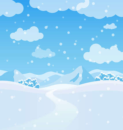 winter landscape with snow and mountains cloudy sky snowing vectorのイラスト素材