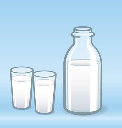 Milk Bottle and 2 Glasses Vector elements vectorのイラスト素材