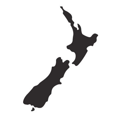 New Zealand map shape simplified silhouette vectorのイラスト素材