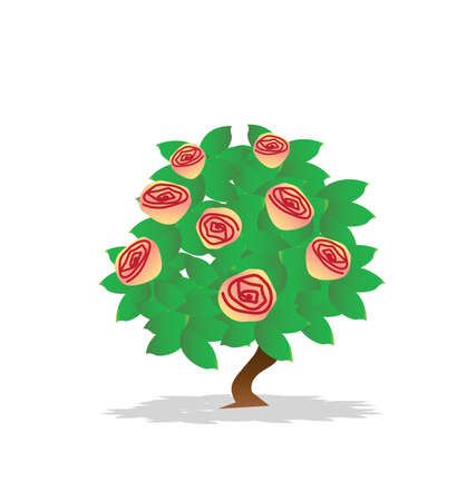 cartoon illustrated rose bush vectorのイラスト素材