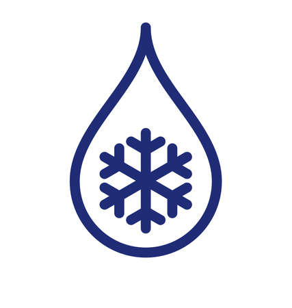 simple cold water droplet with snowflake icon symbol emblem freezing vectorのイラスト素材