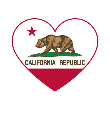 California ca state flag in heart shape symbol logo icon tshirt graphic designのイラスト素材