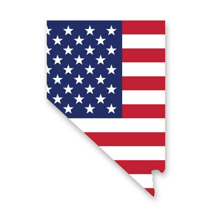 Nevada state map shape with USA united states of america flag vectorのイラスト素材