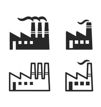 industrial factory symbols, icons silhouette simple outline set isolated vectorのイラスト素材
