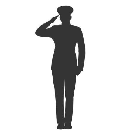 military police army marine navy air force soldier salute silhouette vector on white backgroundのイラスト素材