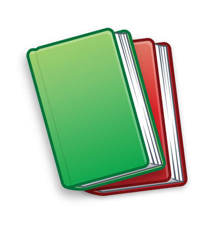 2 books red and green isolated cartoon vector illustrationのイラスト素材