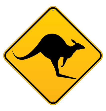 classic Australian Kangaroo Roadsign vector isolated on white backgroundのイラスト素材