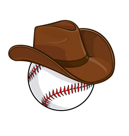 simple classic baseball wearing brown cowboy hat  graphic design vector illustration isolated on white backgroundのイラスト素材