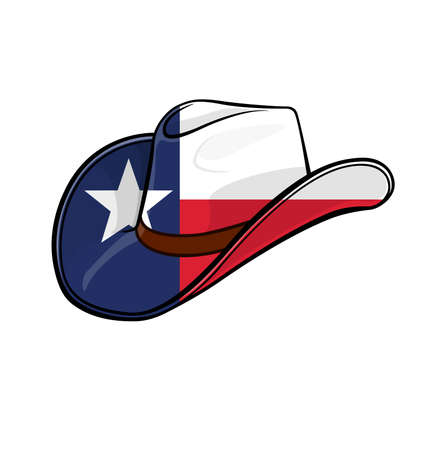 cowboy steson hat with texas flag isometric view isolated on white background vectorのイラスト素材