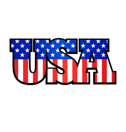 USA flag vertical in USA text isolated on white background vector tshirt graphic designのイラスト素材