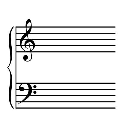 Classic G Treble and F bass music stave notation symbols vector isolated on white backgroundのイラスト素材