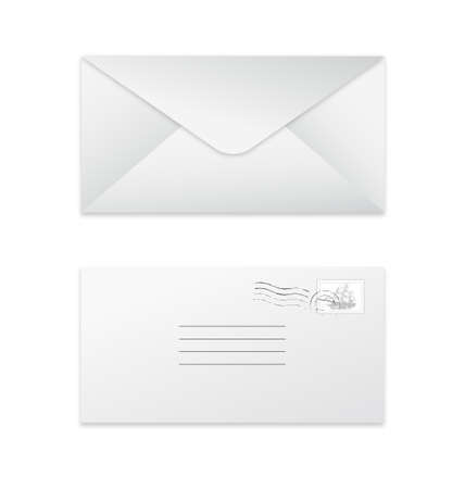 simple envelope letter front and back vector isolated on white backgroundのイラスト素材