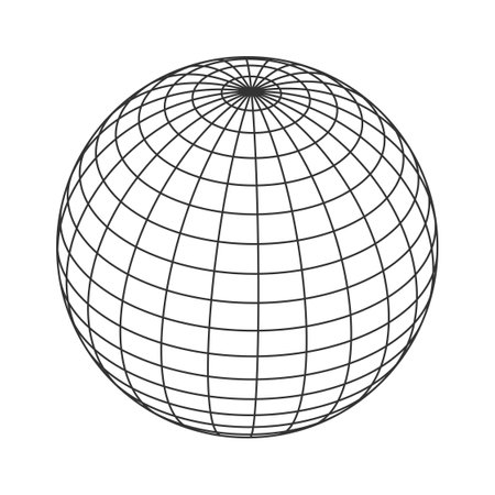 simple classic globe ball sphere wireframe vector isolated on white backgroundのイラスト素材