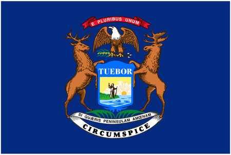 accurate correct michigan state flag vector illustration isolated on white backgroundのイラスト素材
