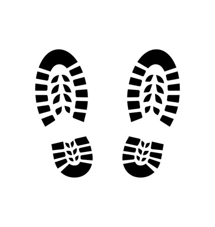 classic boot footprints prints pair isolated on white background cartoon vector imageのイラスト素材